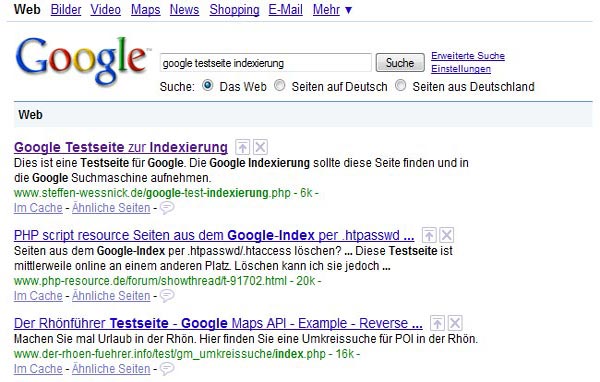 Screenshot: Google Suche